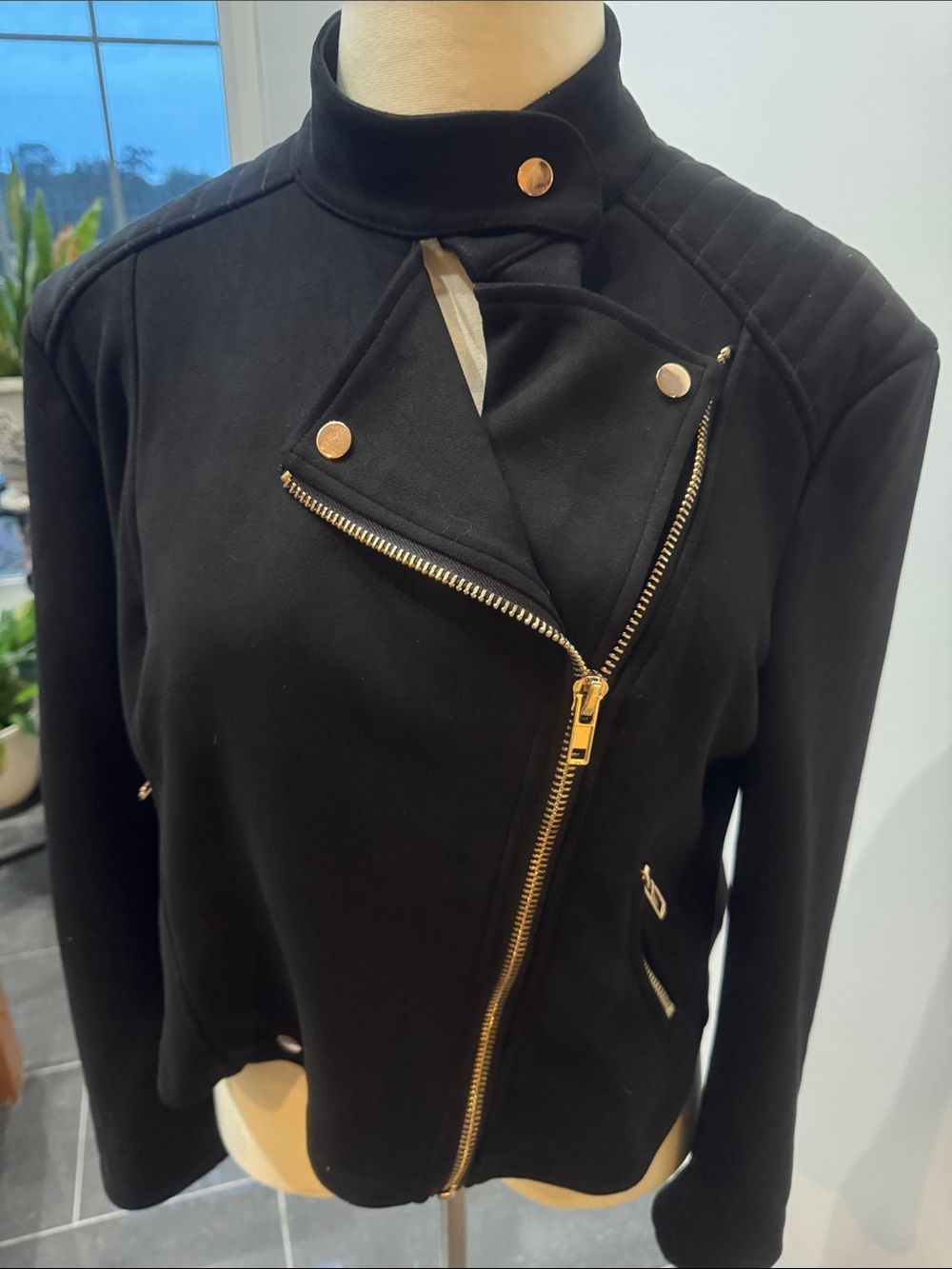 Black Asymmetrical Zip Women's Jacket - Picture 6 of 8